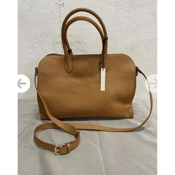 Claudia Firenze Genuine Italian Caramel Leather Tote Handbag Purse New - Picture 11 of 11